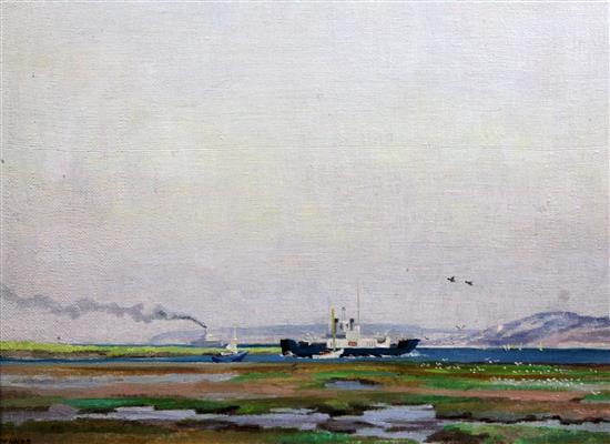 William Henry Innes (1905-1999) Lymington Yarmouth Ferry, 15.5 x 21.5in.